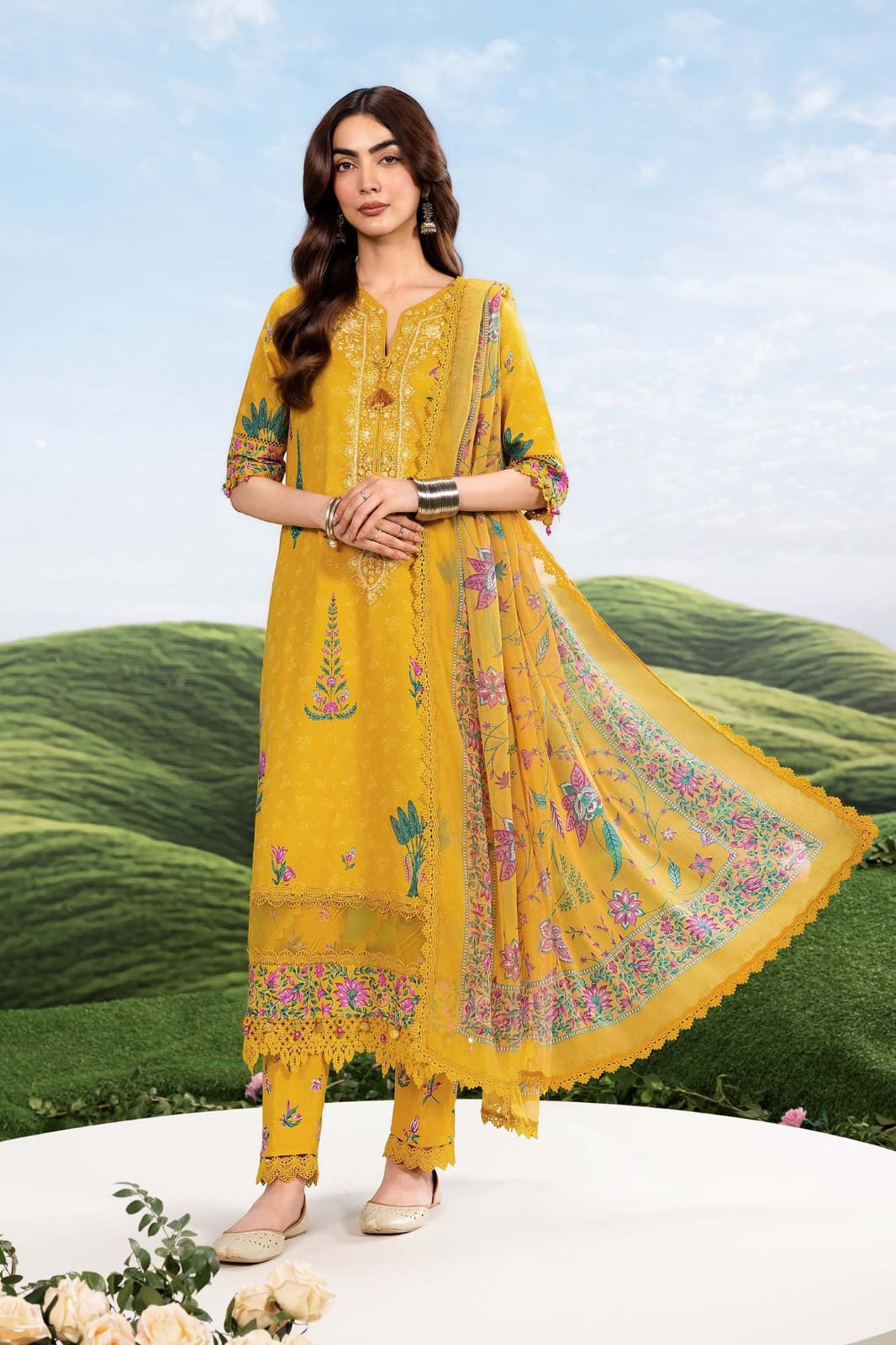 Maria B Unstitched Printed Linen 3pc
