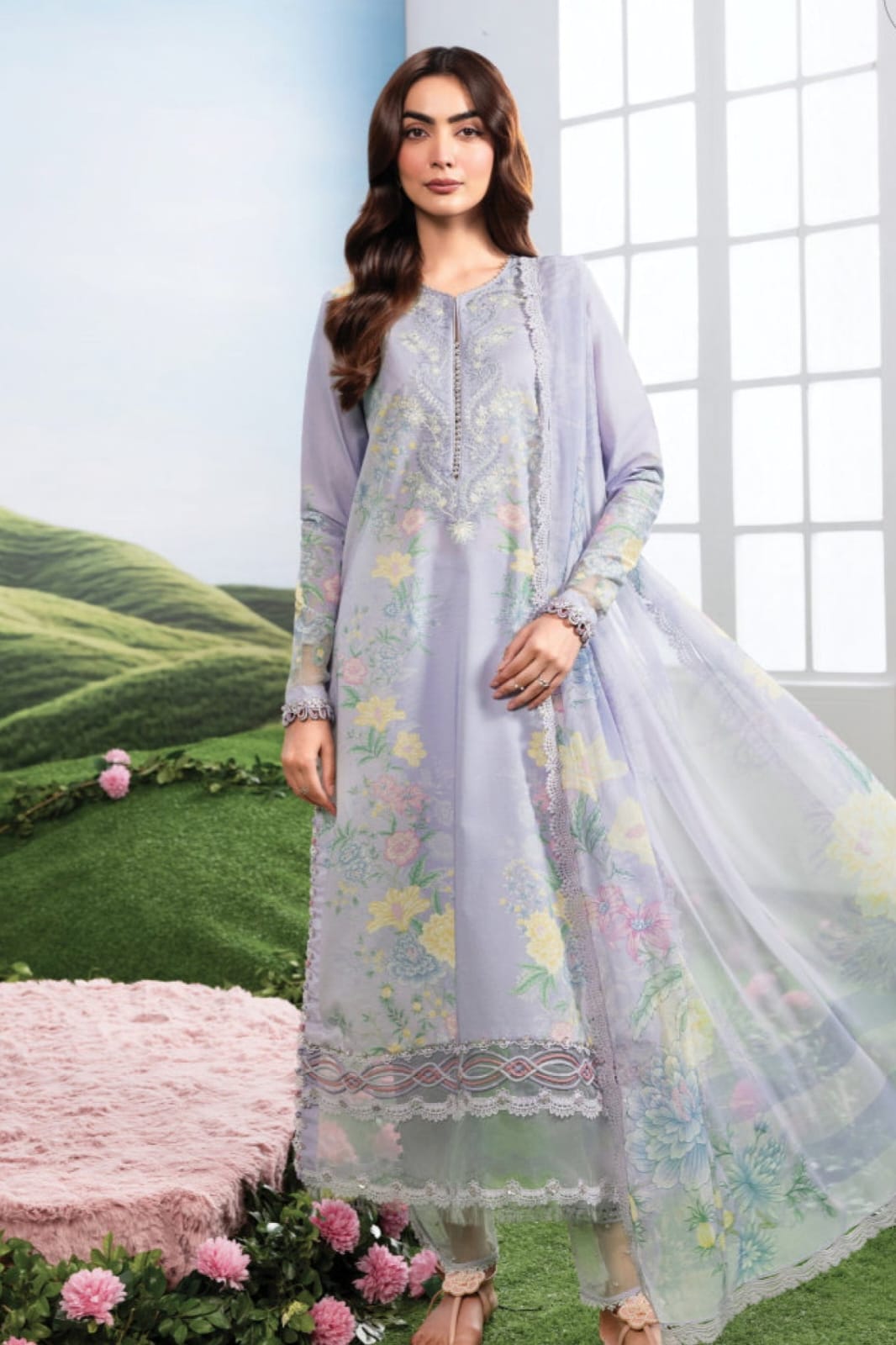 Maria B Unstitched Printed Linen 3pc