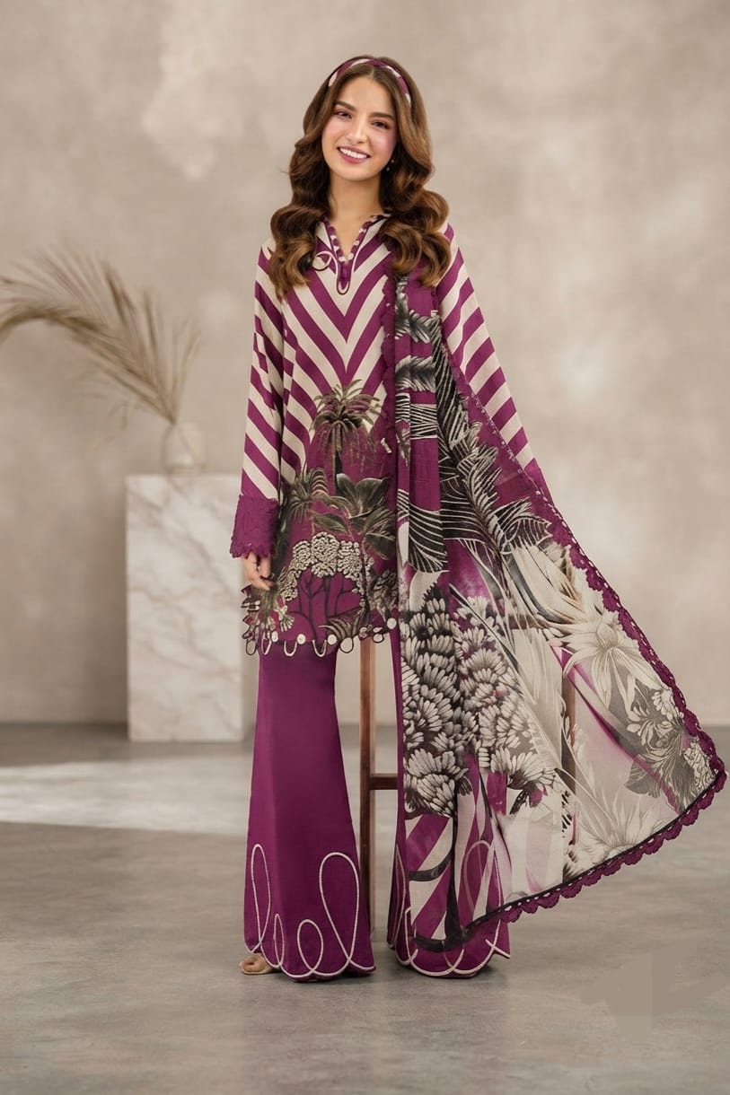Maria B Unstitched Printed Linen 3pc