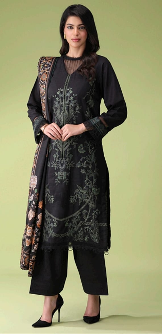 Jacquard Embroidered Khaddar 3pc