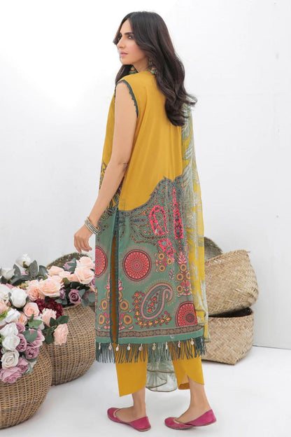 Embroidered Lawn-Yellow-2PC - Branded Cut Pieces