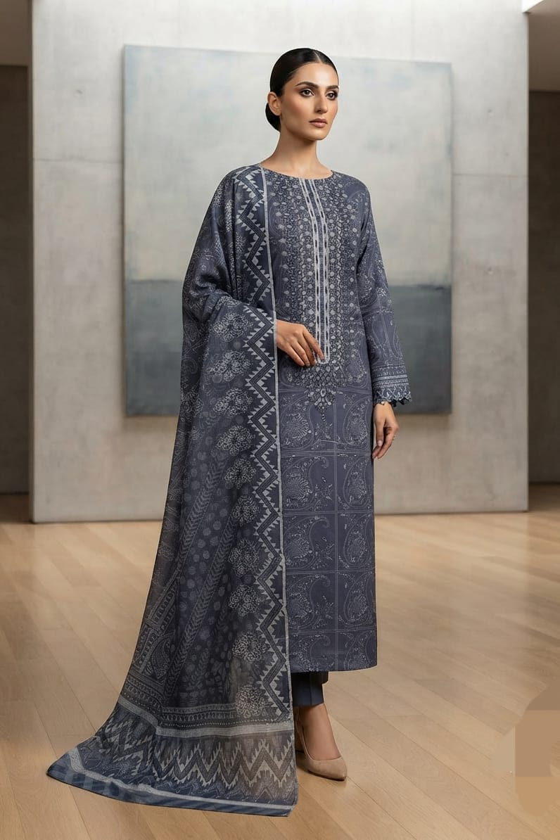 Tawakkal Unstitched Embroidered Linen 3pc