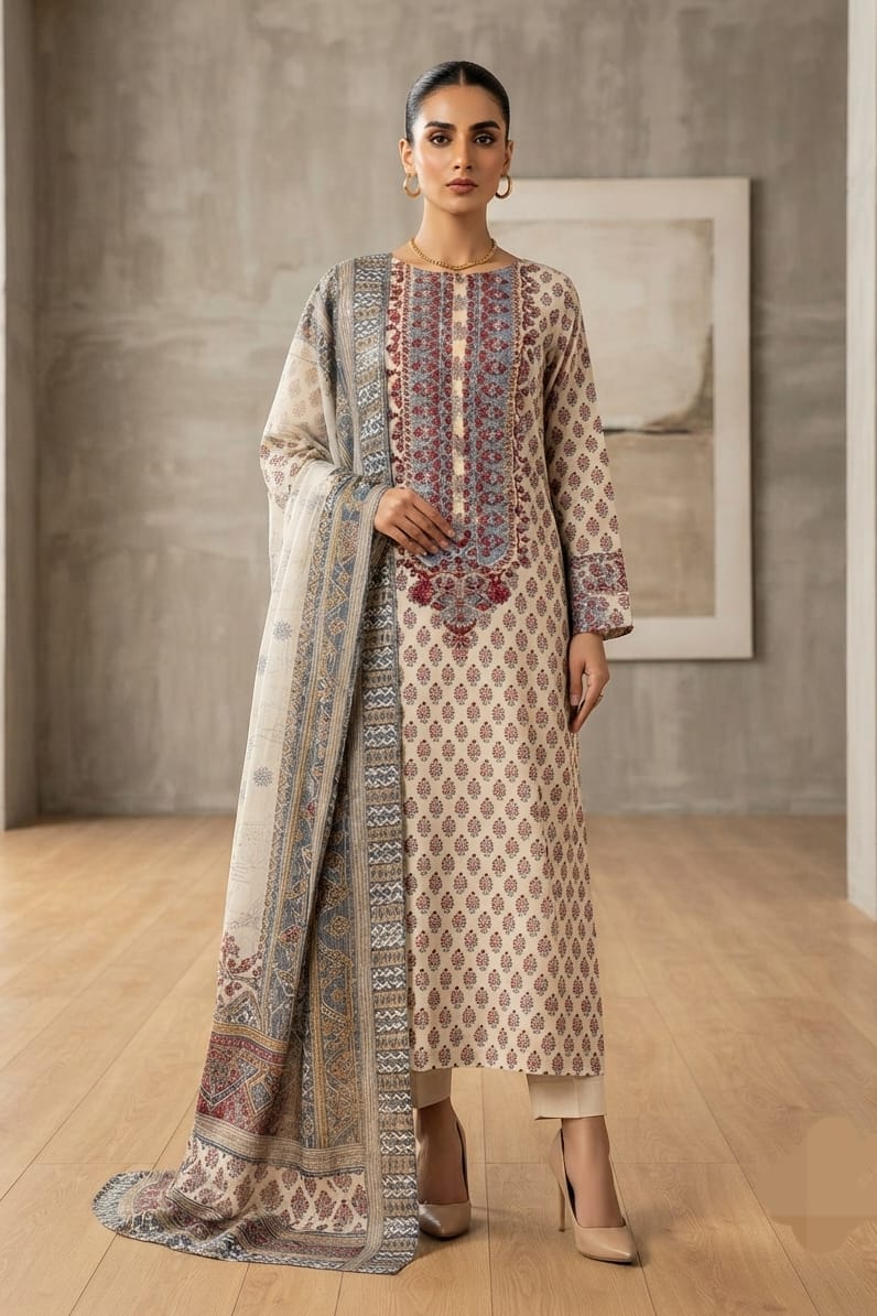 Tawakkal Unstitched Embroidered Linen 3pc