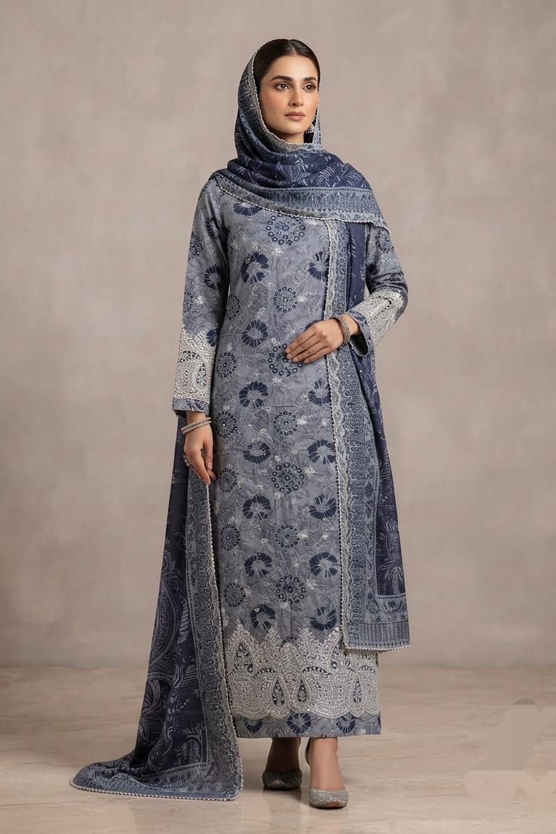 Tawakkal Unstitched Embroidered Linen 3pc