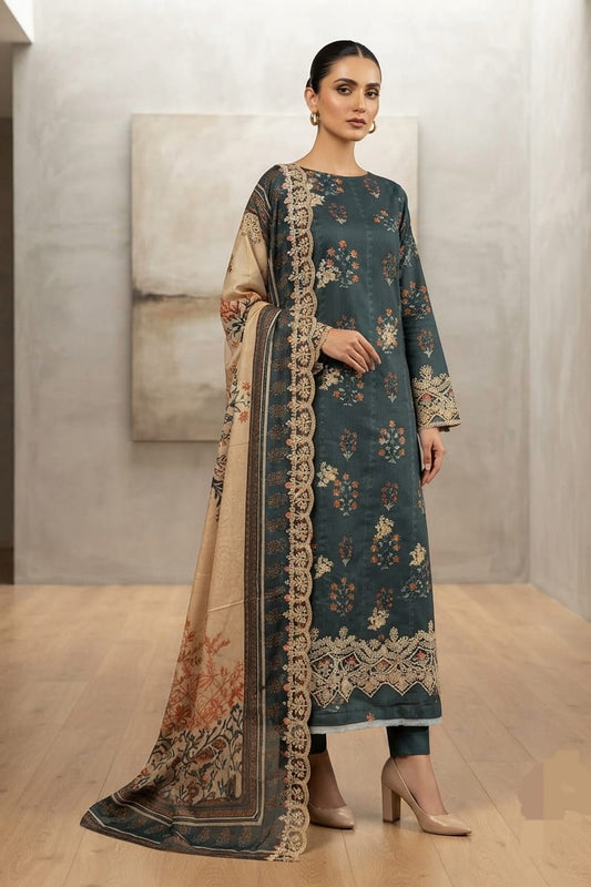 Tawakkal Unstitched Embroidered Linen 3pc