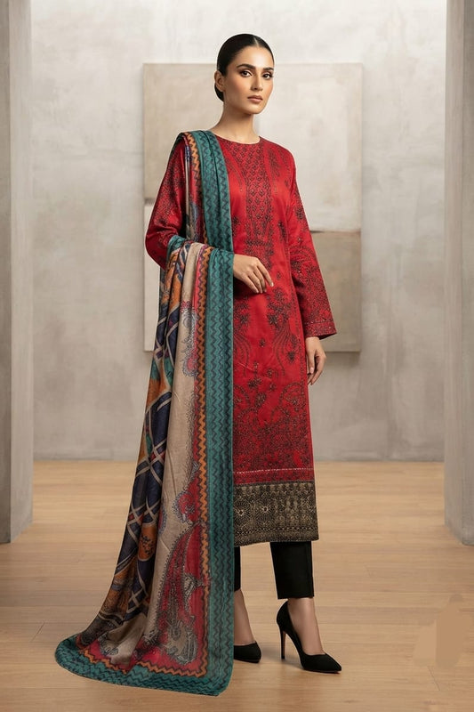Tawakkal Unstitched Embroidered Semi Stitched Linen 3pc