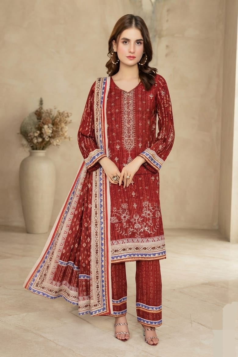 Bonanza Satrangi Unstitched Embroidered Viscose Linen 3pc