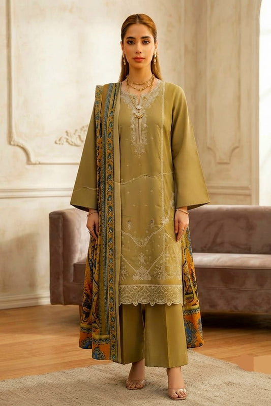 Zesh Unstitched Embroidered Khaddar 3pc