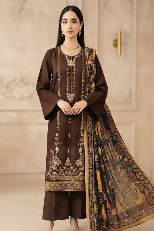 Zesh Unstitched Embroidered Khaddar 3pc