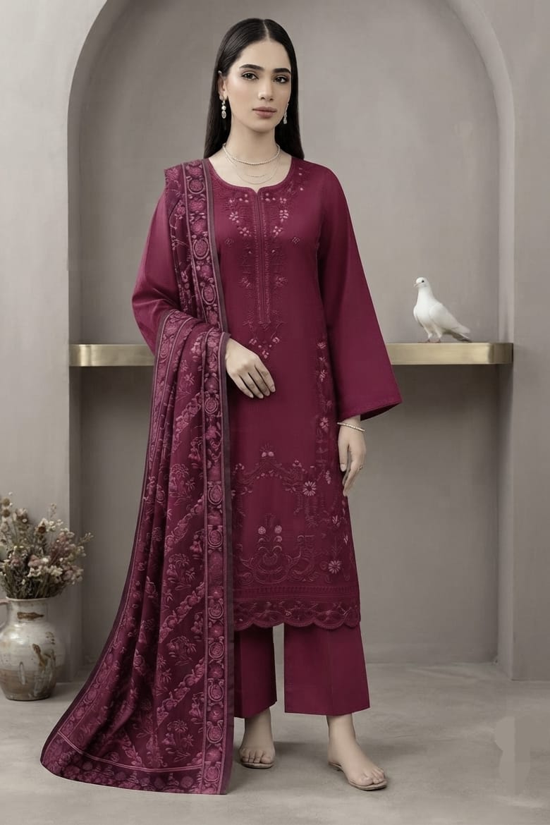 Zesh Unstitched Embroidered Khaddar 3pc