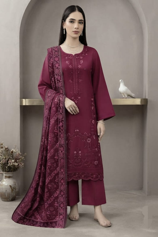 Zesh Unstitched Embroidered Khaddar 3pc