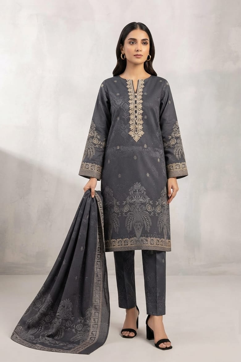 Al Karam Unstitched Doria Cambric Jacquard 3pc