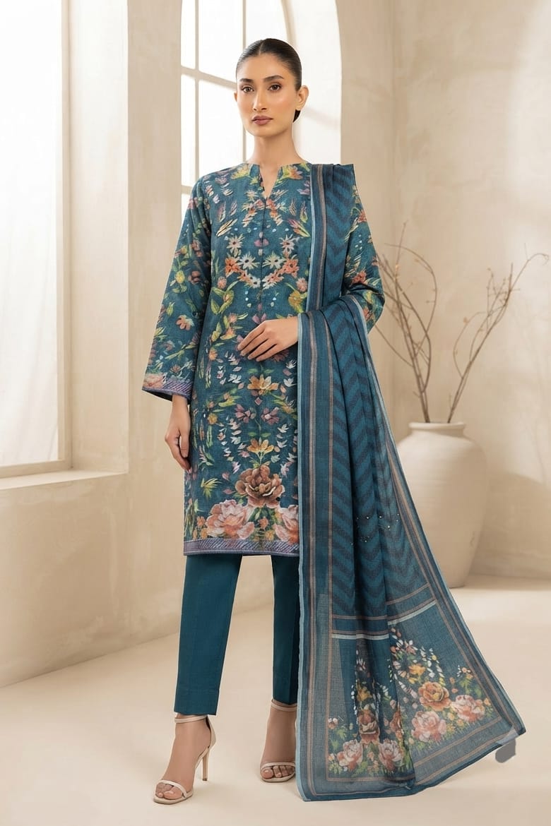 Al Karam Unstitched Printed Khaddar 3pc