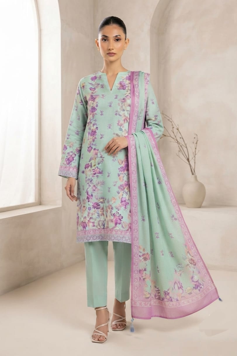 Al Karam Unstitched Printed Khaddar 3pc