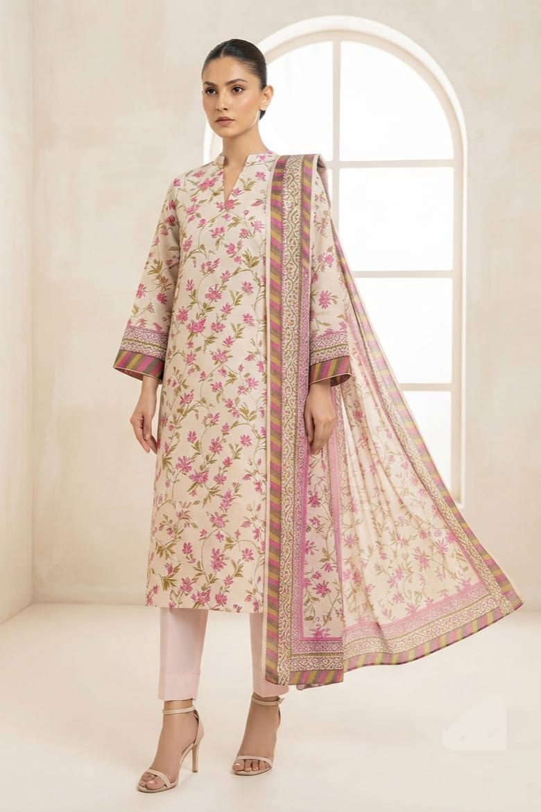 Al Karam Unstitched Printed Khaddar 3pc