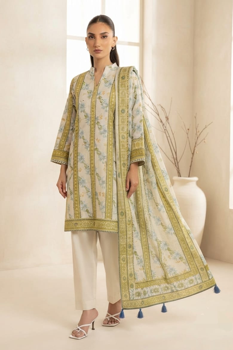 Al Karam Unstitched Printed Khaddar 3pc