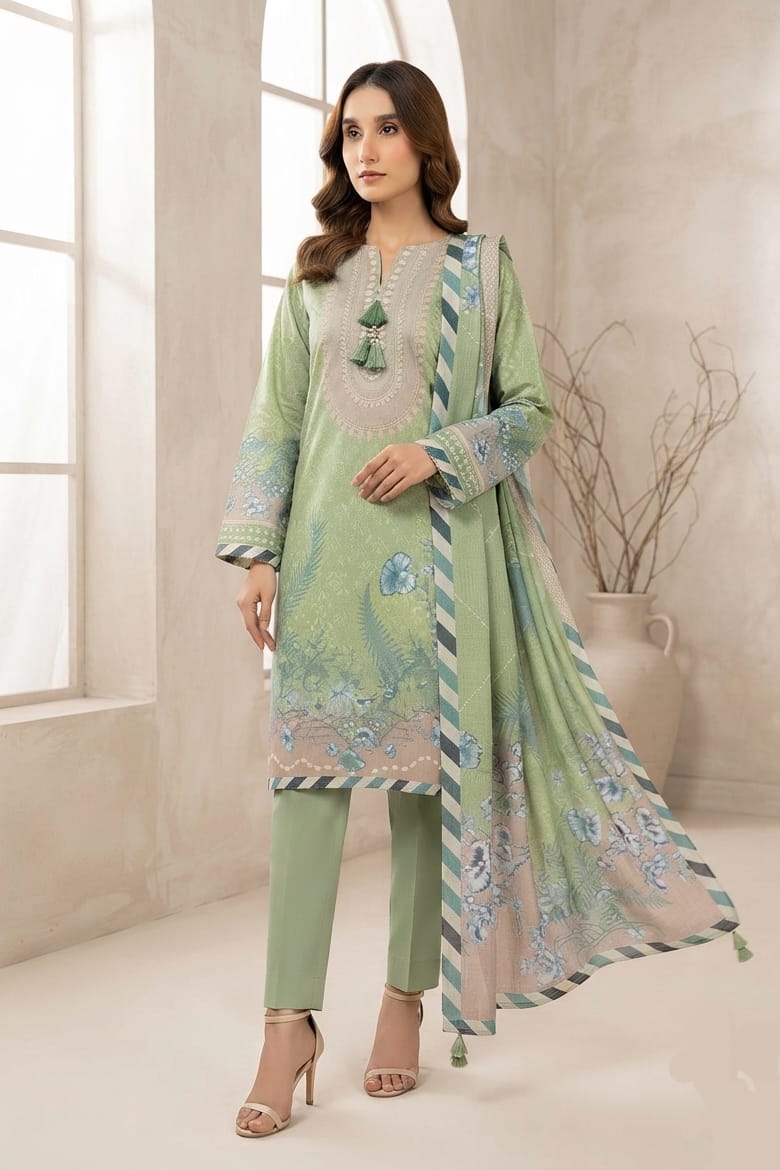 Al Karam Unstitched Printed Khaddar 3pc