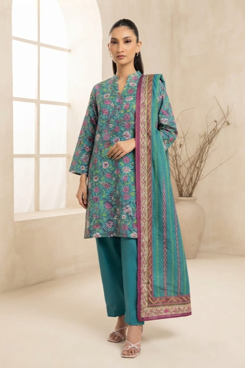 Al Karam Unstitched Printed Khaddar 3pc