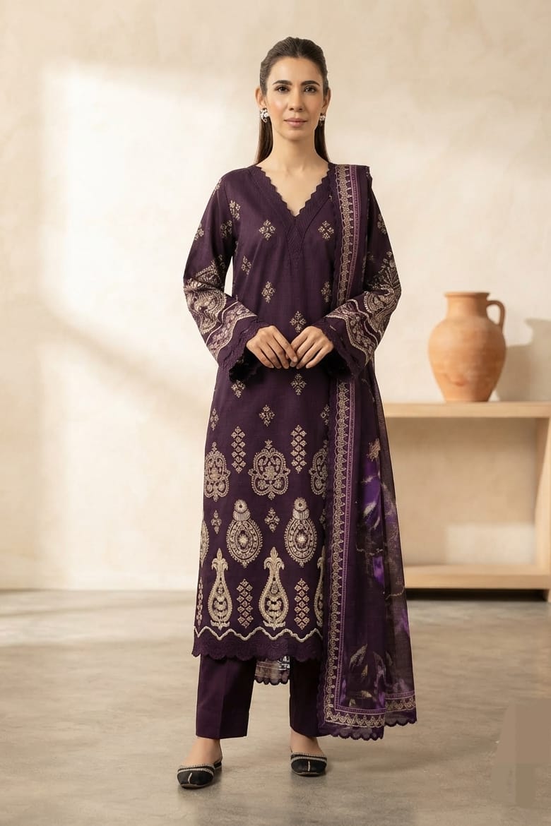 Johra Shanzay Unstitched Embroidered Staple Slub 3pc