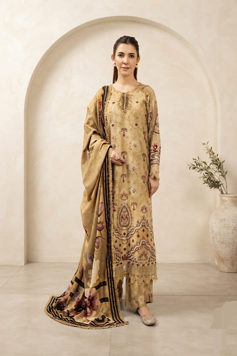 Johra Shanzay Unstitched Embroidered Staple Slub 3pc