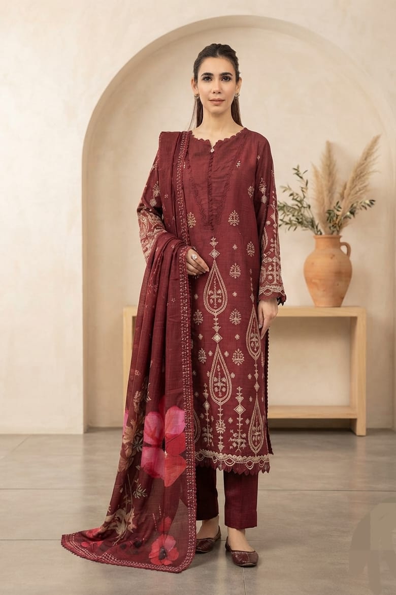 Johra Shanzay Unstitched Embroidered Staple Slub 3pc