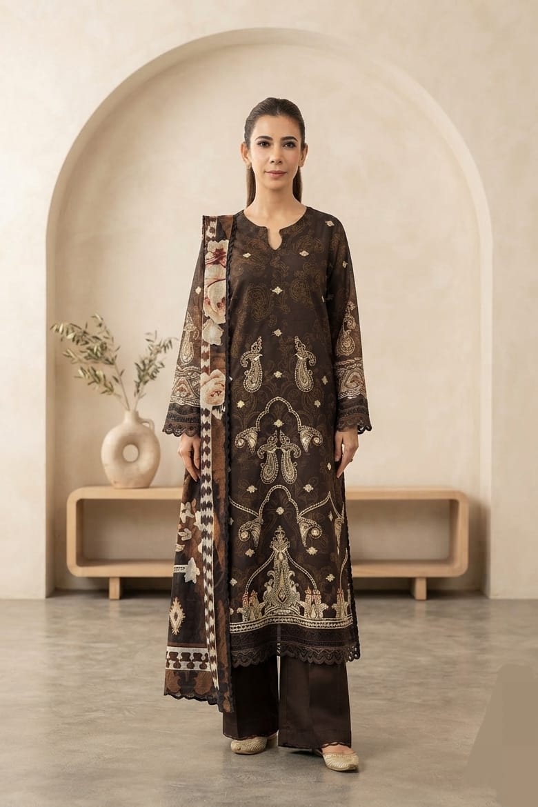 Johra Shanzay Unstitched Embroidered Staple Slub 3pc