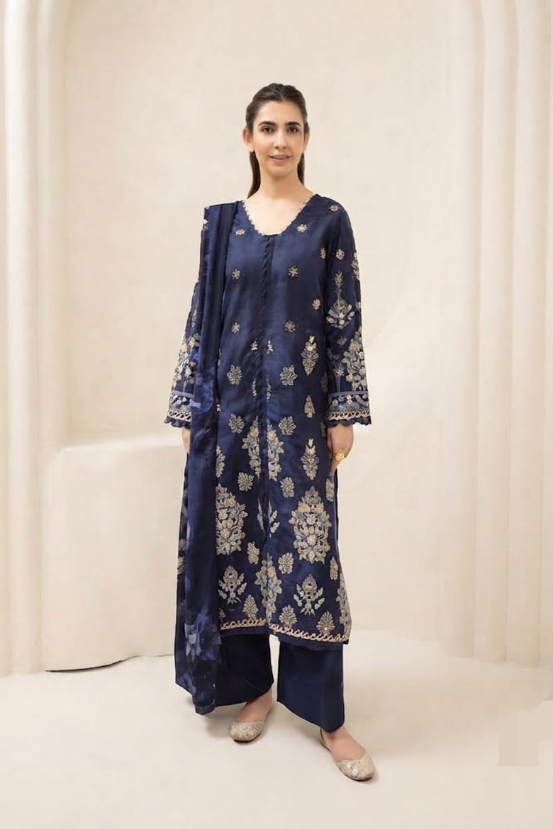 Johra Shanzay Unstitched Embroidered Staple Slub 3pc