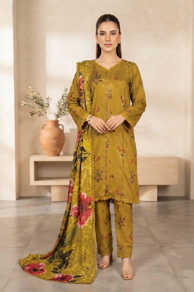 Johra Amalfi Unstitched Printed Staple Slub 3pc