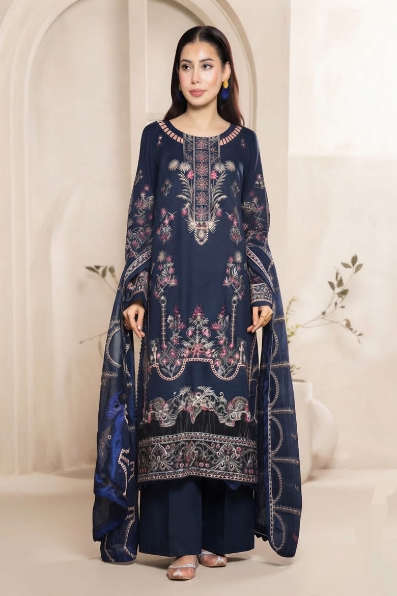 Johra Nirvana Unstitched Embroidered Silk Viscose 3pc