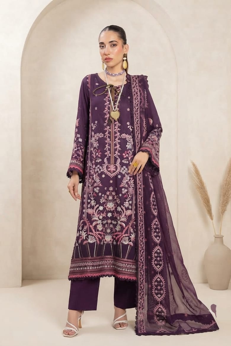 Johra Nirvana Unstitched Embroidered Silk Viscose 3pc