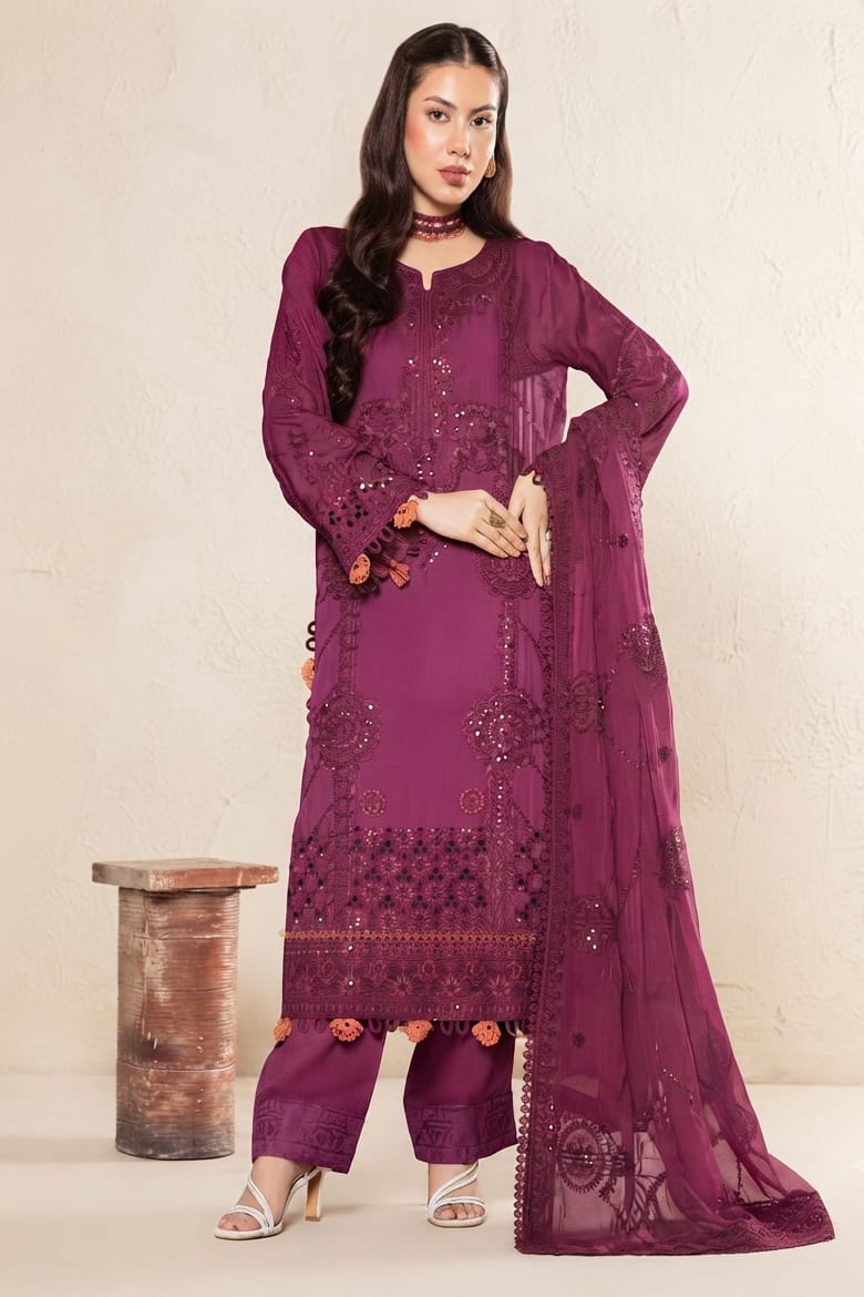 Johra Nirvana Unstitched Embroidered Silk Viscose 3pc