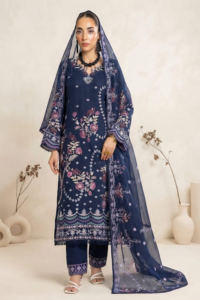 Johra Nirvana Unstitched Embroidered Silk Viscose 3pc