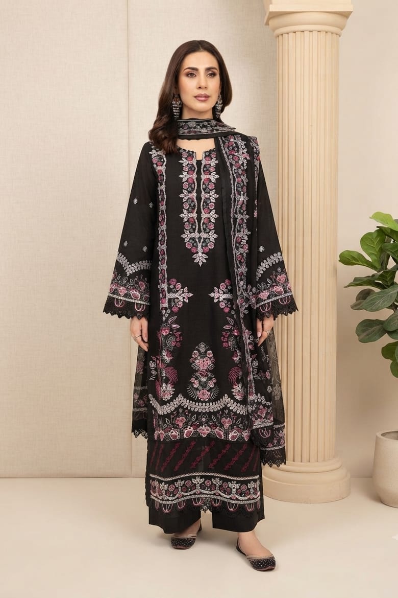 Johra Mahjabeen Unstitched Embroidered Resham Karandi 3pc