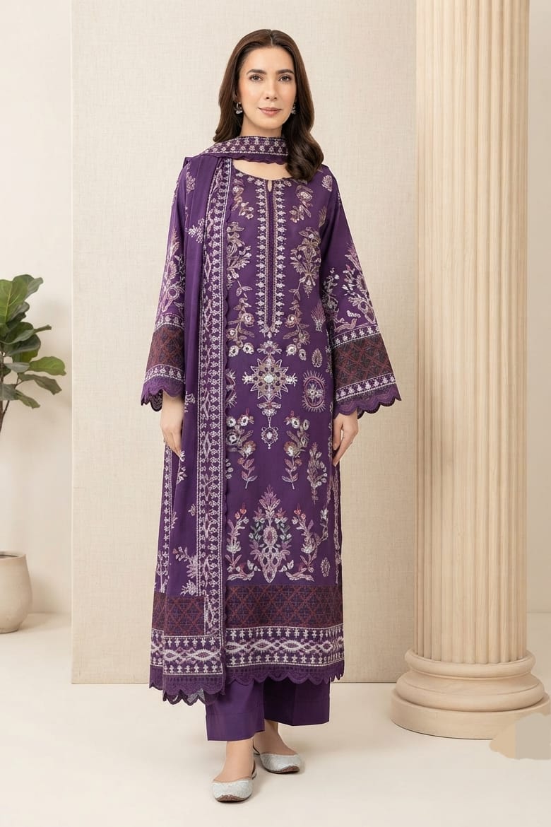 Johra Mahjabeen Unstitched Embroidered Resham Karandi 3pc
