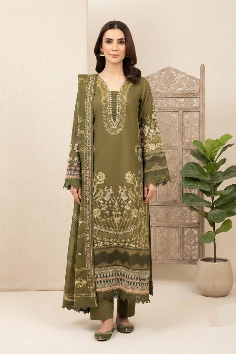 Johra Mahjabeen Unstitched Embroidered Resham Karandi 3pc