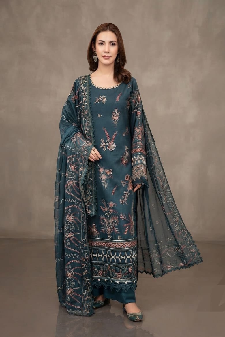 Johra Mahjabeen Unstitched Embroidered Resham Karandi 3pc