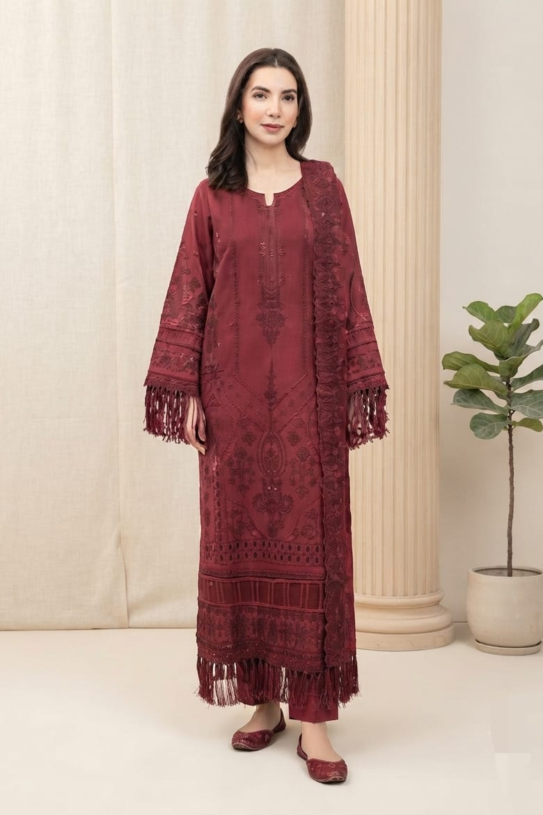 Johra Mahjabeen Unstitched Embroidered Resham Karandi 3pc