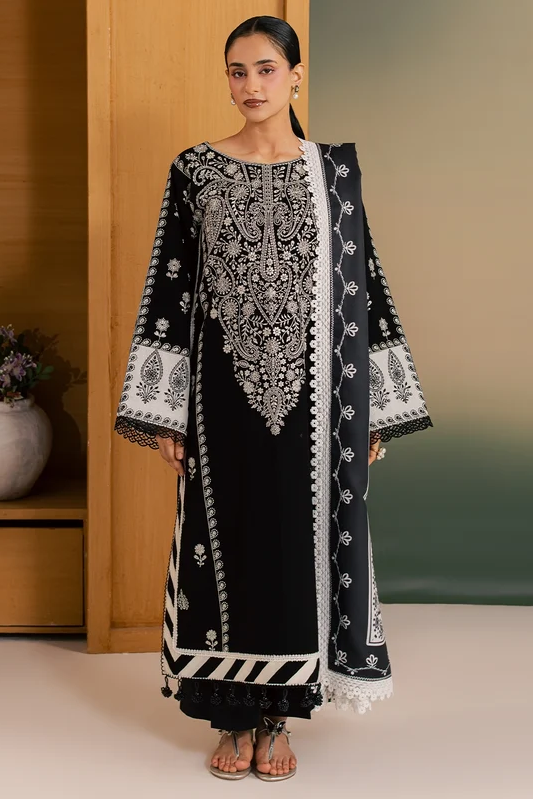 Mahnur Sage Embroidered Luxury Linen 3pc