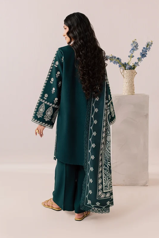 Mahnur Sage Embroidered Luxury Linen 3pc