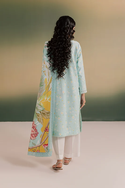 Mahnur Sage Embroidered Luxury Linen 3pc
