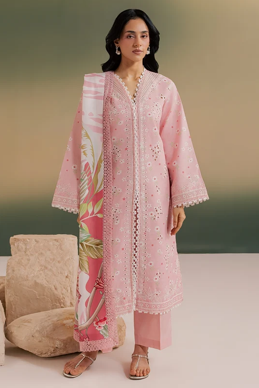 Mahnur Sage Embroidered Luxury Linen 3pc