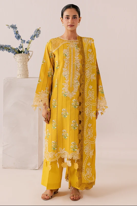 Mahnur Sage Embroidered Luxury Linen 3pc