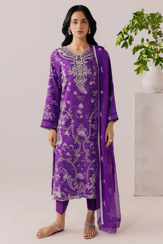 Mahnur Sage Embroidered Luxury Linen 3pc