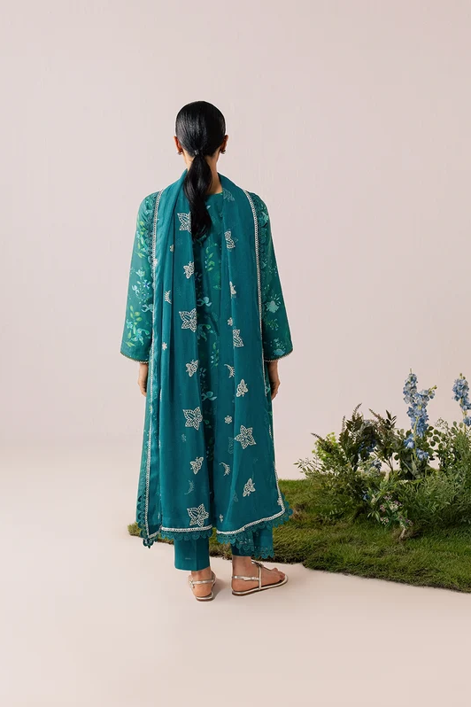 Mahnur Sage Embroidered Luxury Linen 3pc
