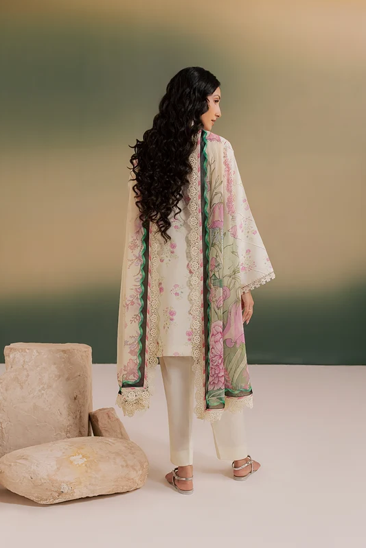 Mahnur Sage Embroidered Luxury Linen 3pc