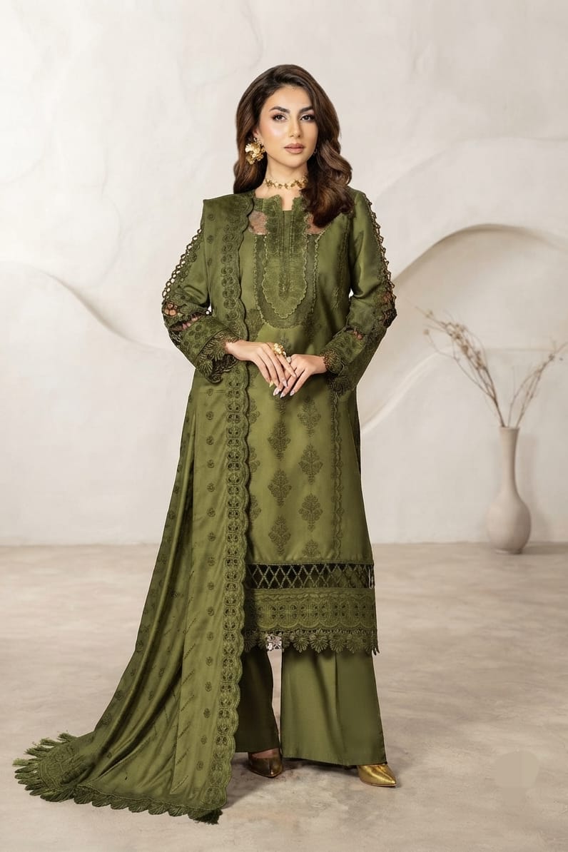 Mehru Embroidered Luxury Peach 3pc