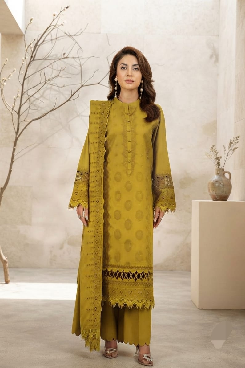 Mehru Embroidered Luxury Peach 3pc
