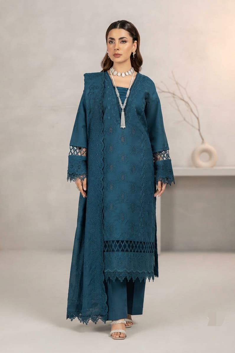Mehru Embroidered Luxury Peach 3pc