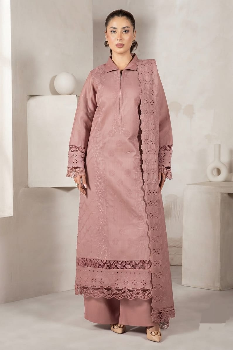 Mehru Embroidered Luxury Peach 3pc