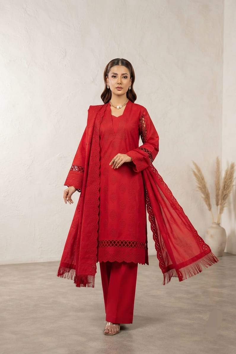 Mehru Embroidered Luxury Peach 3pc